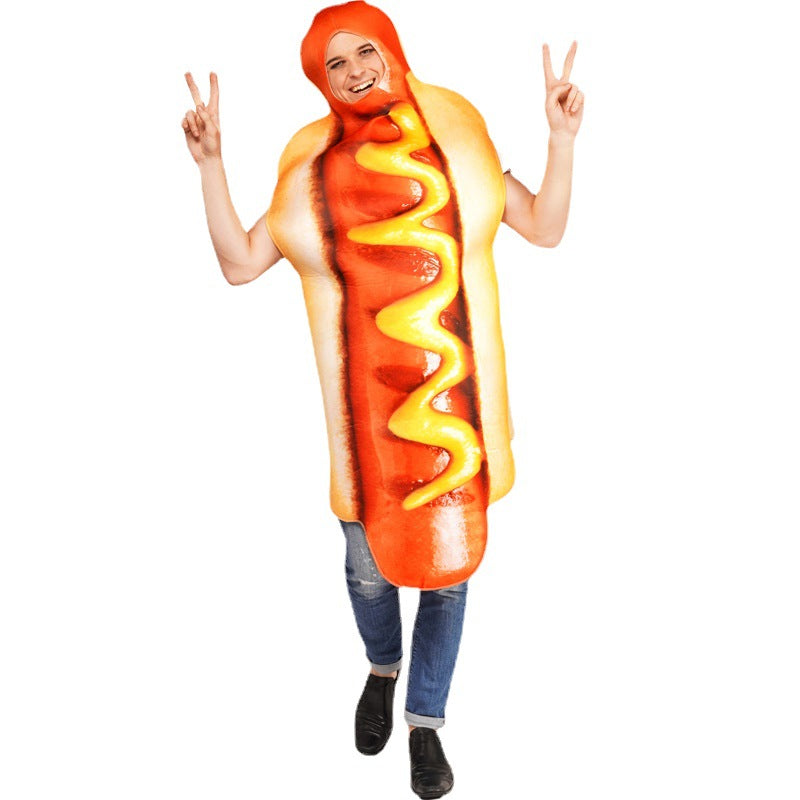 Combinaisons de spectacle sur scène pour adultes avec motif de hot-dog amusant