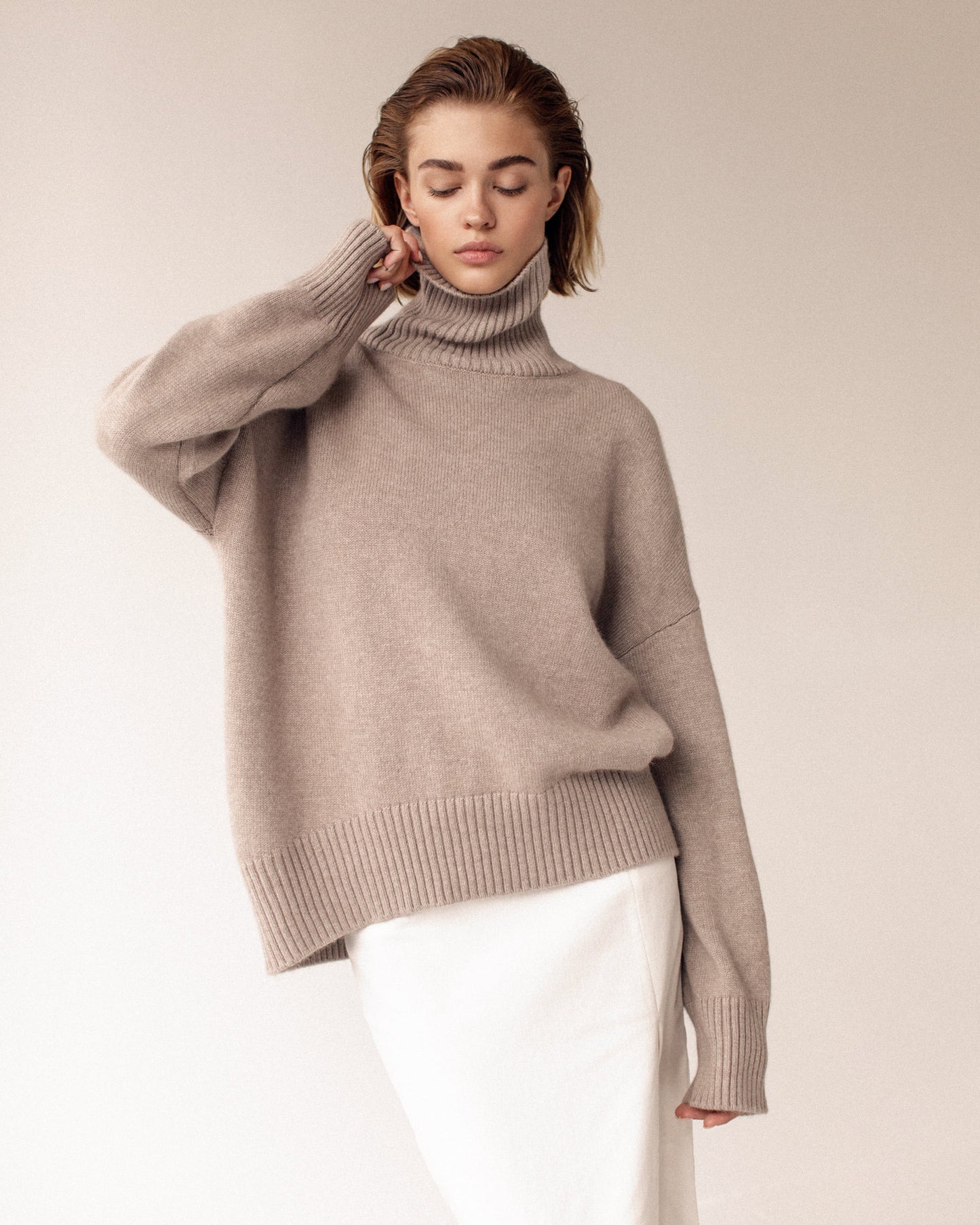 Stylish Slouchy Women's High Collar Loose Sweaters