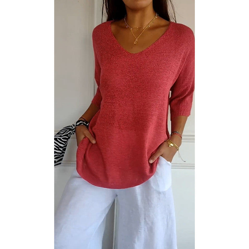 Women's Casual Basic Style Slimming Sleeve Solid Sweaters