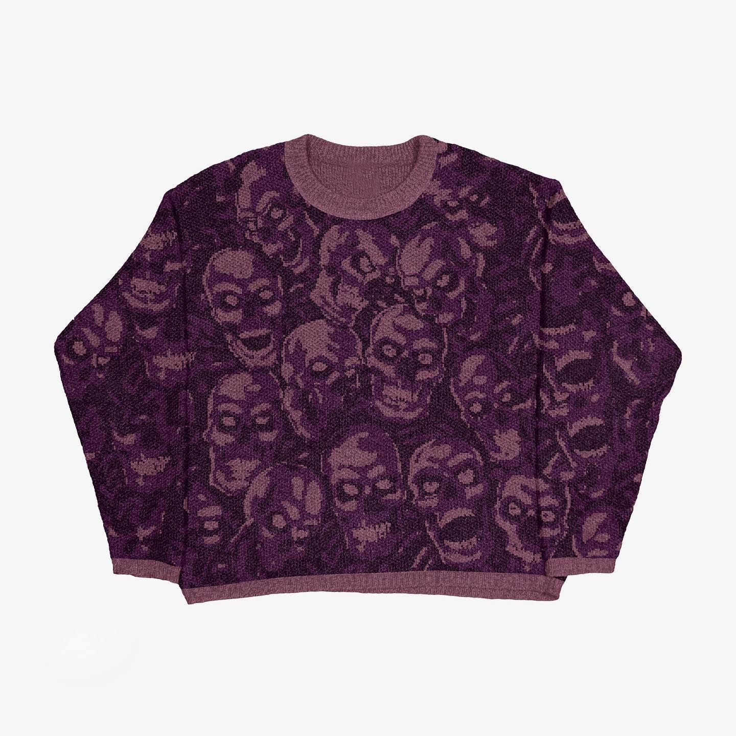 Round Neck Pullover Print Long Sleeve Sweaters