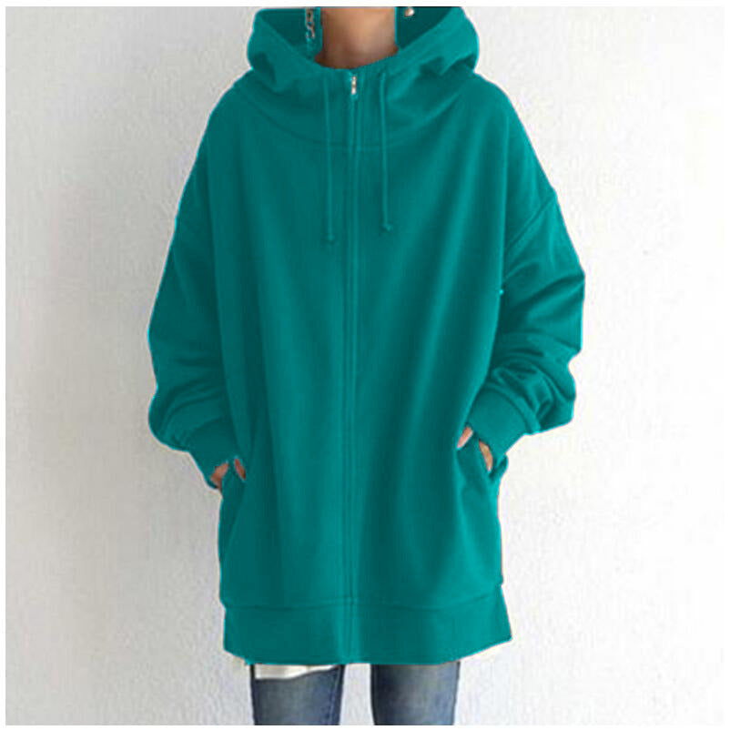 Personality Street Zipper Hooded Long Lining Sweaters