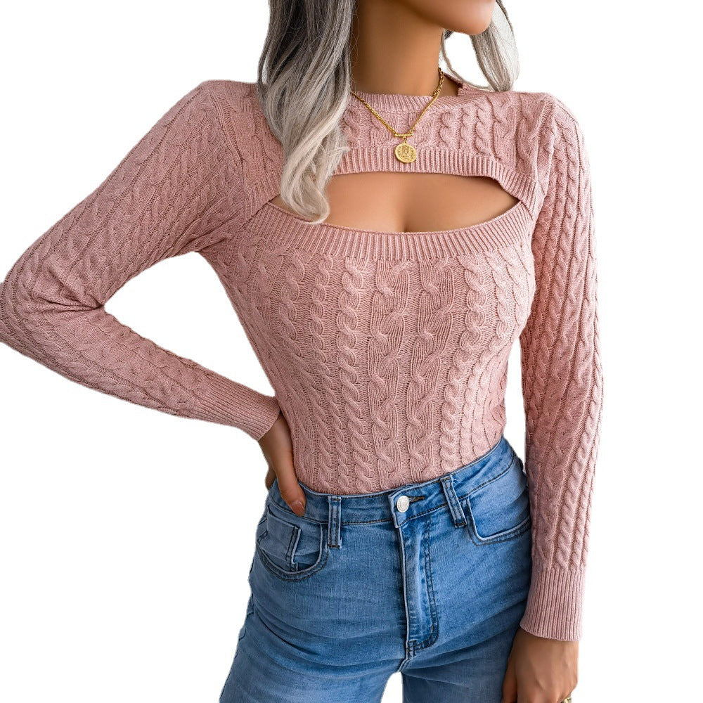 Women's Fashion Hollowed-out Twist Long Sleeve Sweaters