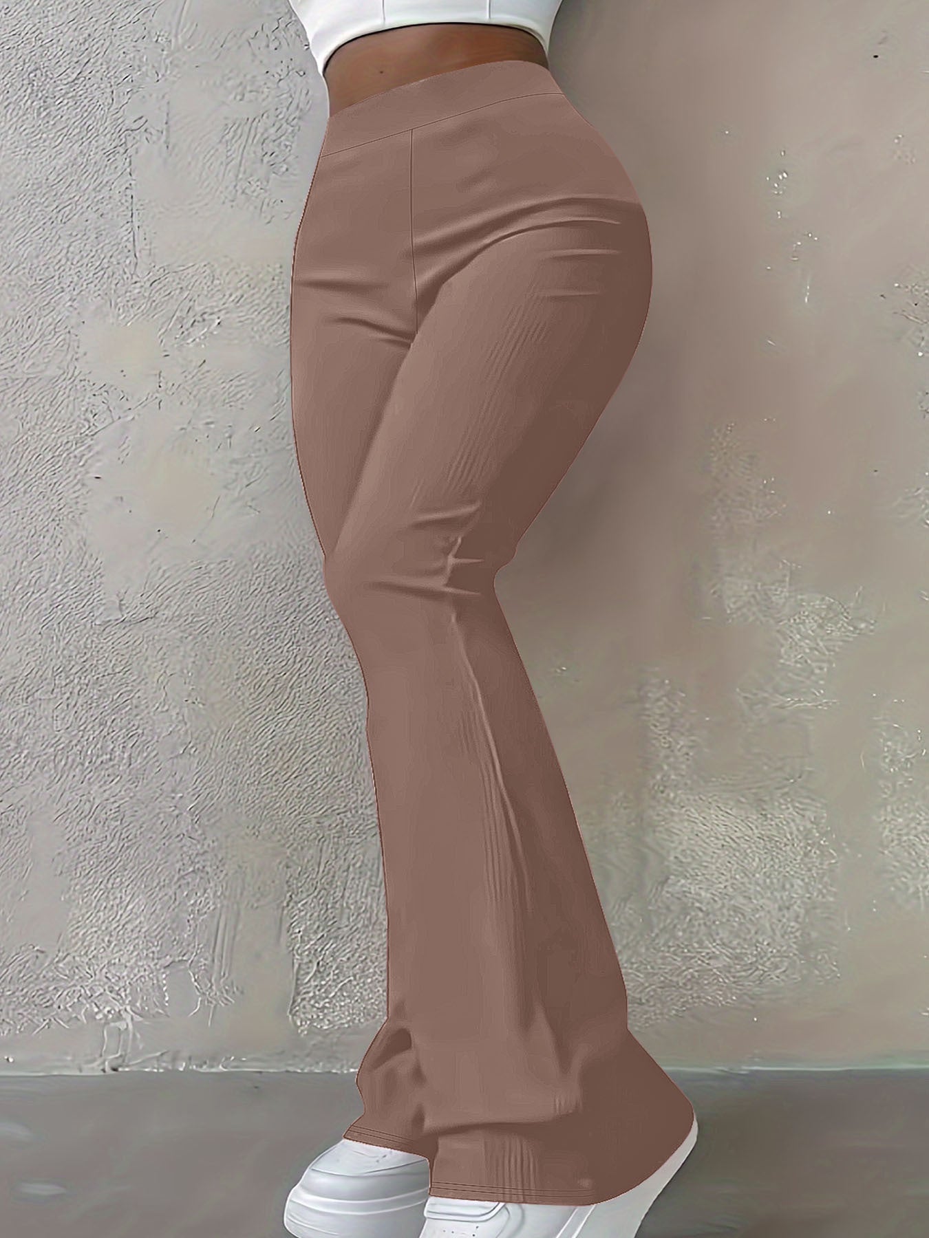 Pantalon décontracté simple et tendance pour femme, coupe slim, côtelé, couleur unie