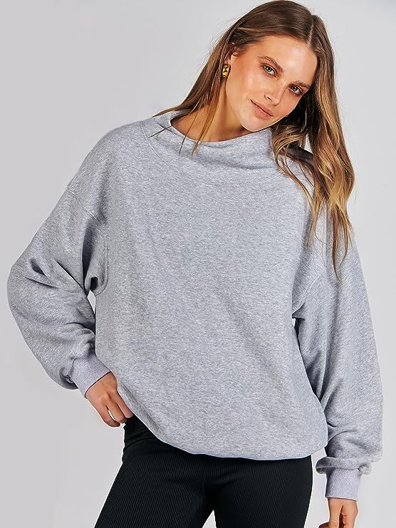 Women's High Collar Sweatshirt Solid Color Long Tops