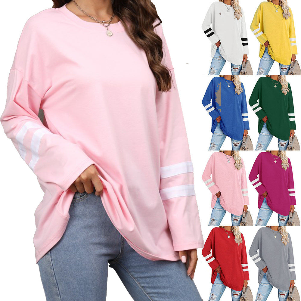 Women's T-shirt Color Loose Shoulder Sleeve Round Blouses