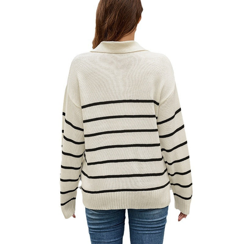 Women's Pretty Casual Collar Striped Pullover Sweaters