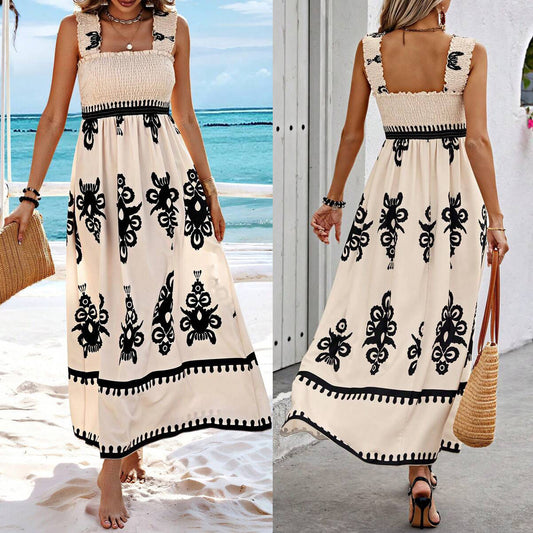 Women's Beach Dress Holiday Style Printing Clothing