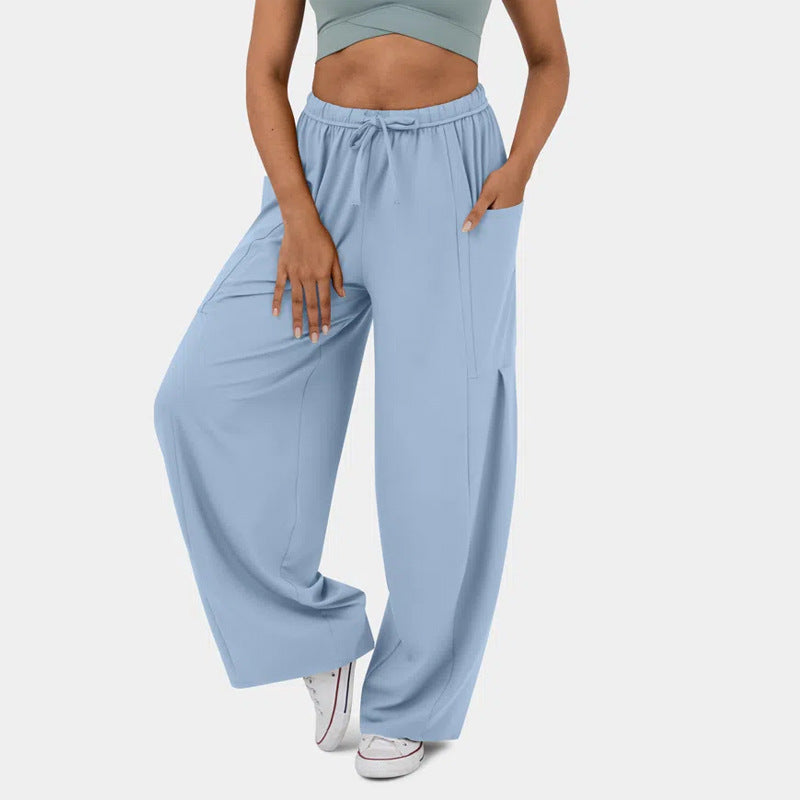 Pantalon taille haute plissé à taille élastique élégant pour femme