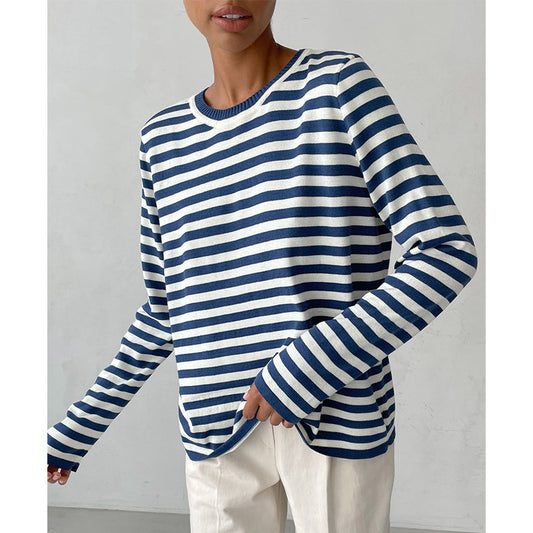 Women's Knitted Striped Versatile Classic Retro Pullover Sweaters