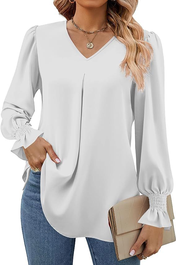 Chemise en mousseline de soie colorée pour femmes, pull-over, hauts longs en corne