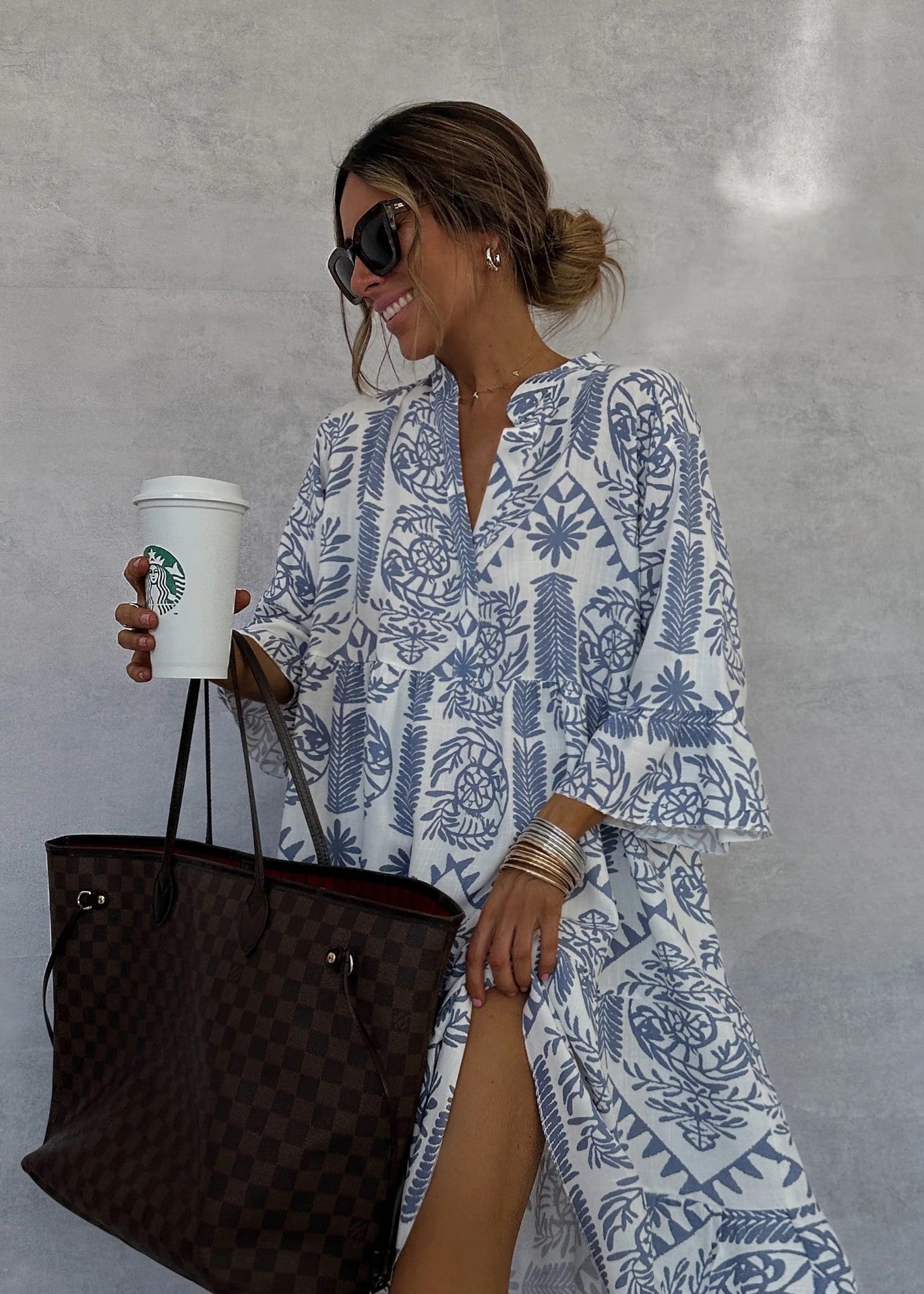 Women's Dress Casual Printed Sleeves Shirt For Dresses