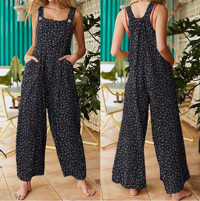 Charming Women's Loose Printed Pocket Casual Pants