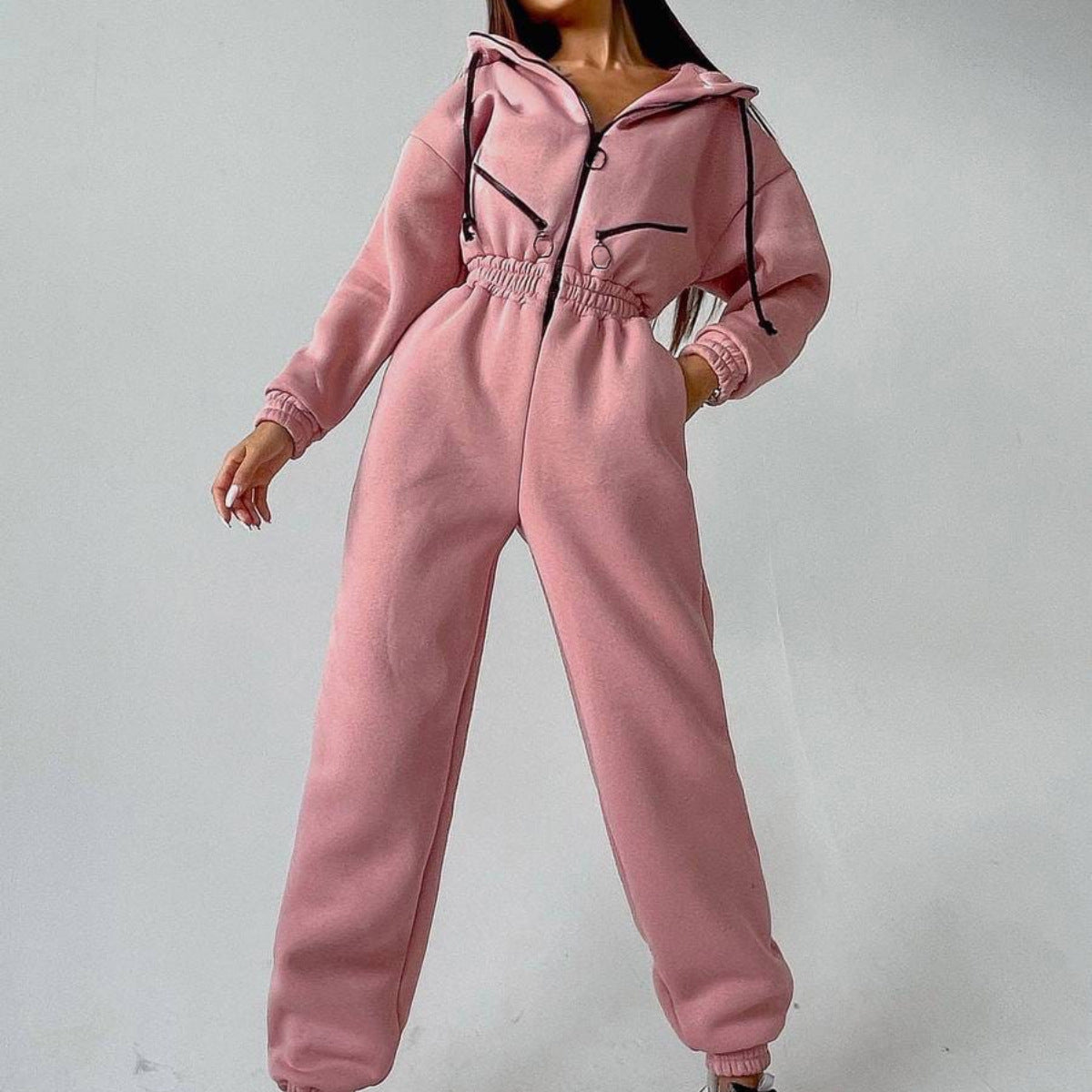 Classic Women's Sports Leisure Hooded One-piece Jumpsuits