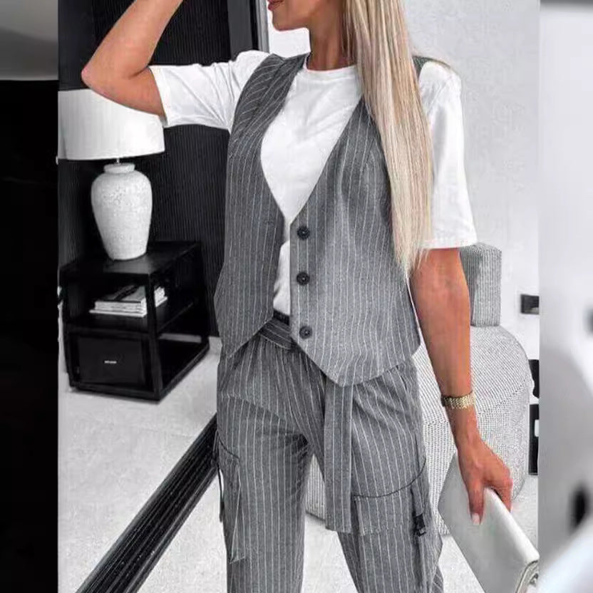 Women's Cool Fashion Casual Striped Print Suits