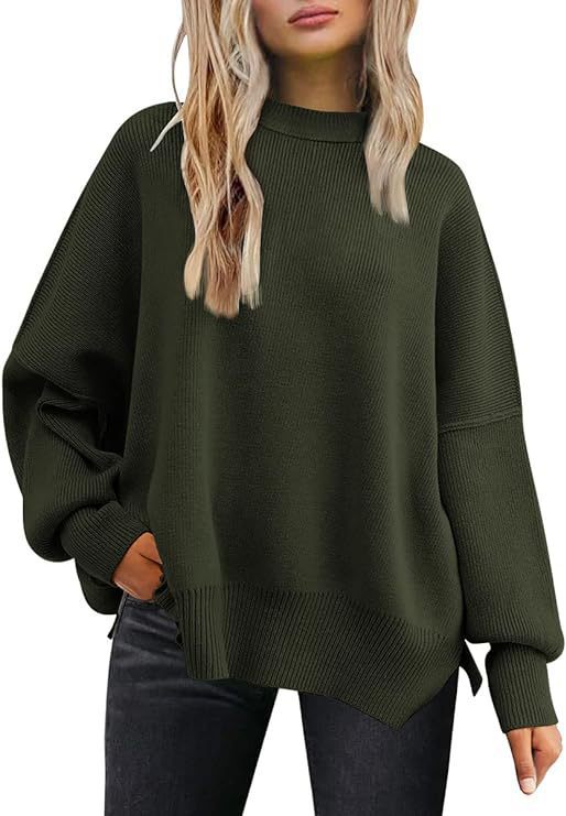 Women's Batwing Long-sleeved Autumn Knitted Side Slit Sweaters