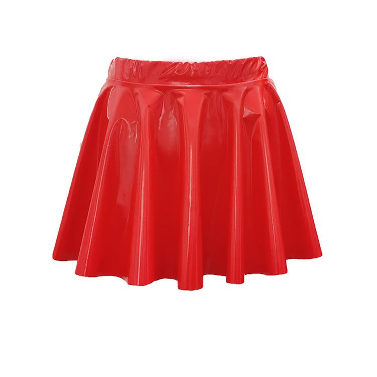 Mirror Bright Pleated Female Leather Sexy Skirts