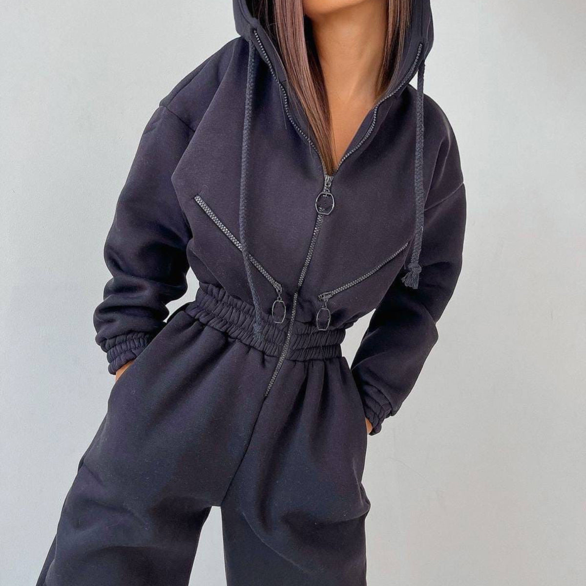 Classic Women's Sports Leisure Hooded One-piece Jumpsuits