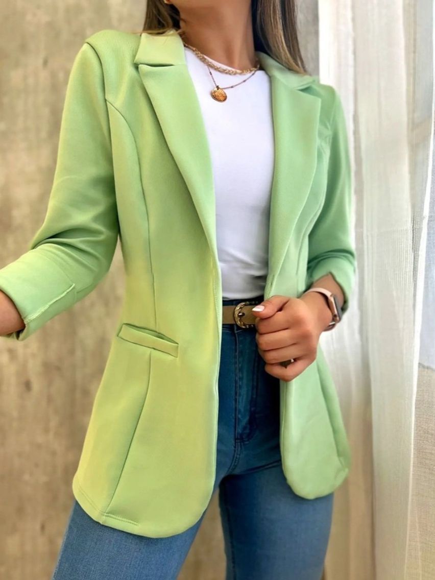 Blazers à manches longues minimalistes de couleur unie pour femmes