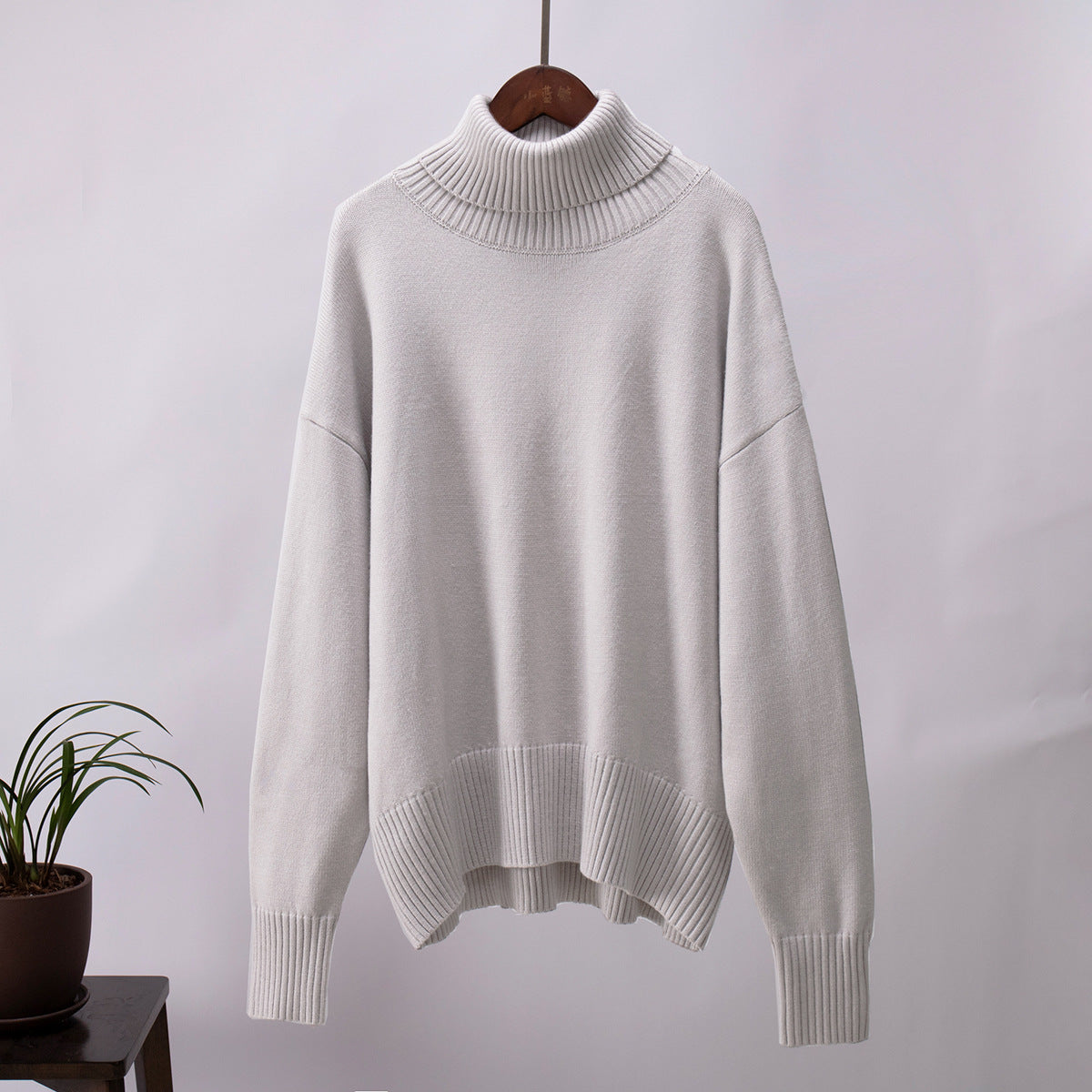 Women's Solid Color Turtleneck Loose Pullover Sweaters