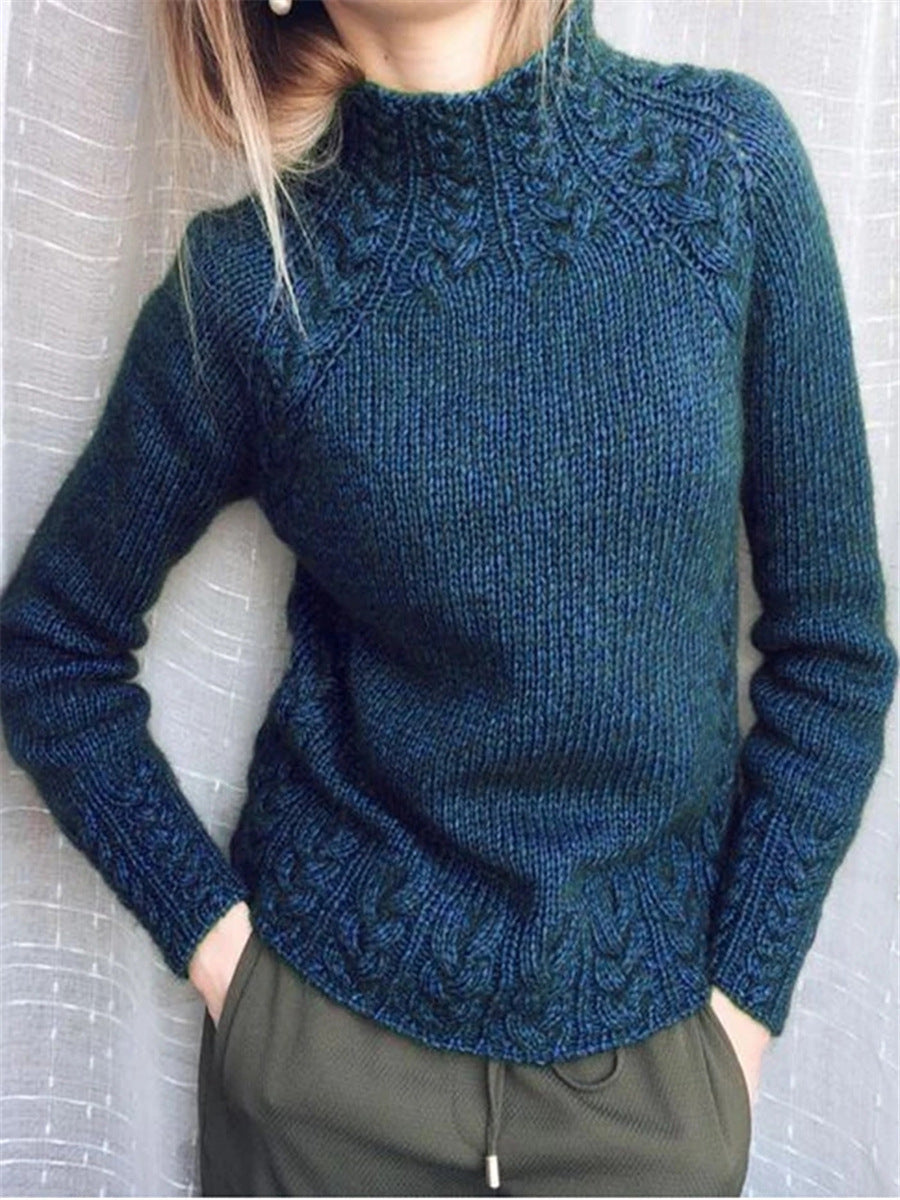 Women's Solid Color Hemp Pattern Knitted For Sweaters