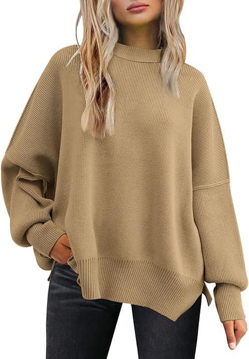 Women's Batwing Long-sleeved Autumn Knitted Side Slit Sweaters