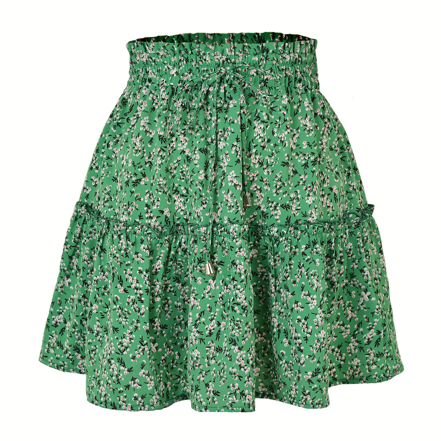 Women's Summer High Waist Ruffles Floral Printing Skirts