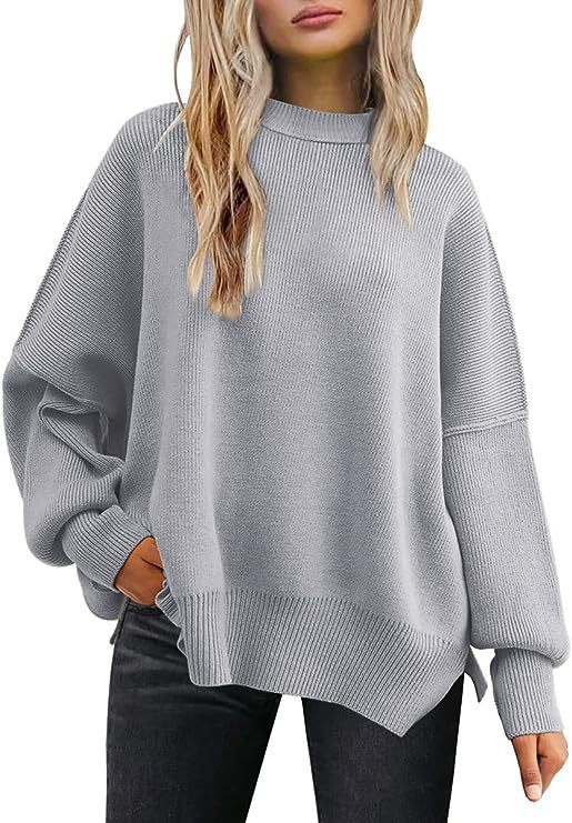 Women's Batwing Long-sleeved Autumn Knitted Side Slit Sweaters