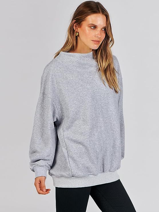 Women's Loose High Collar Sweatshirt Solid Color Long Sweaters