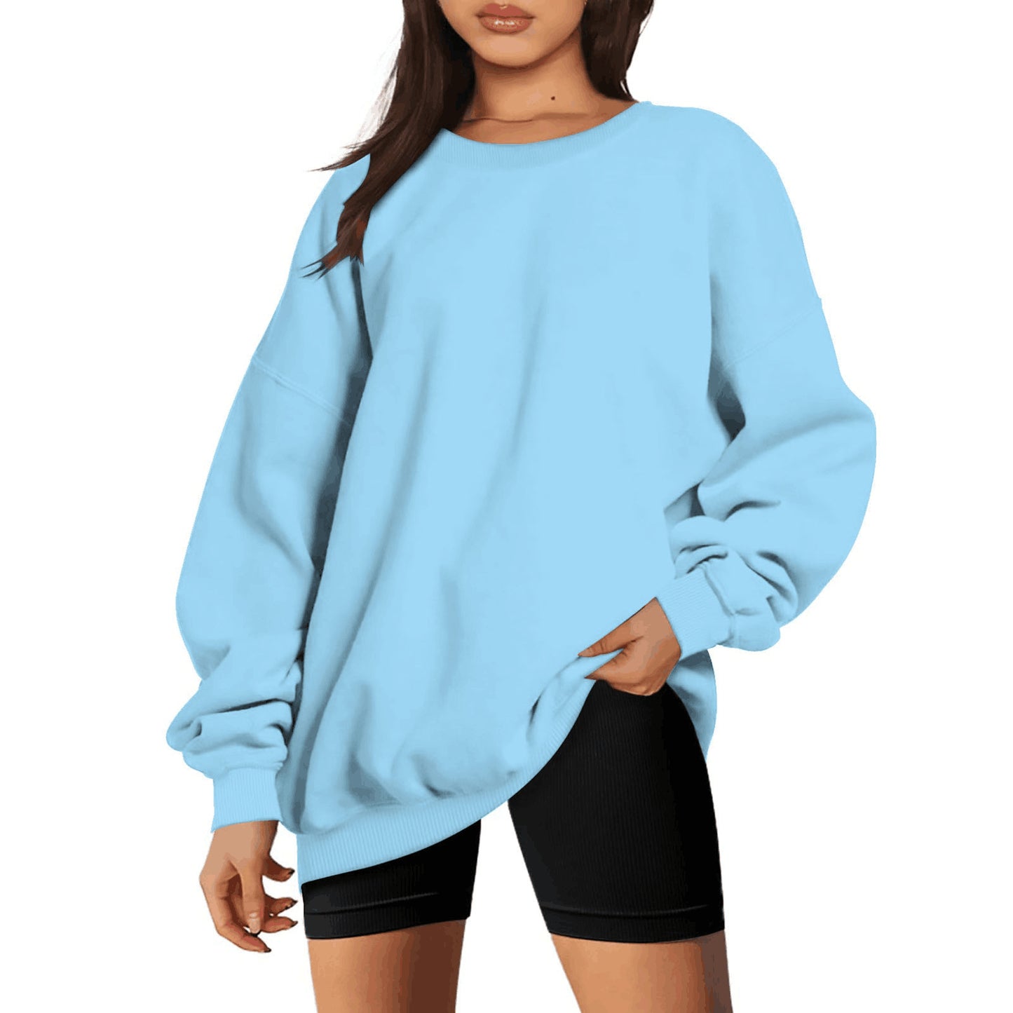 Women's Oversized Loose Sports Long Sleeve Round Sweaters