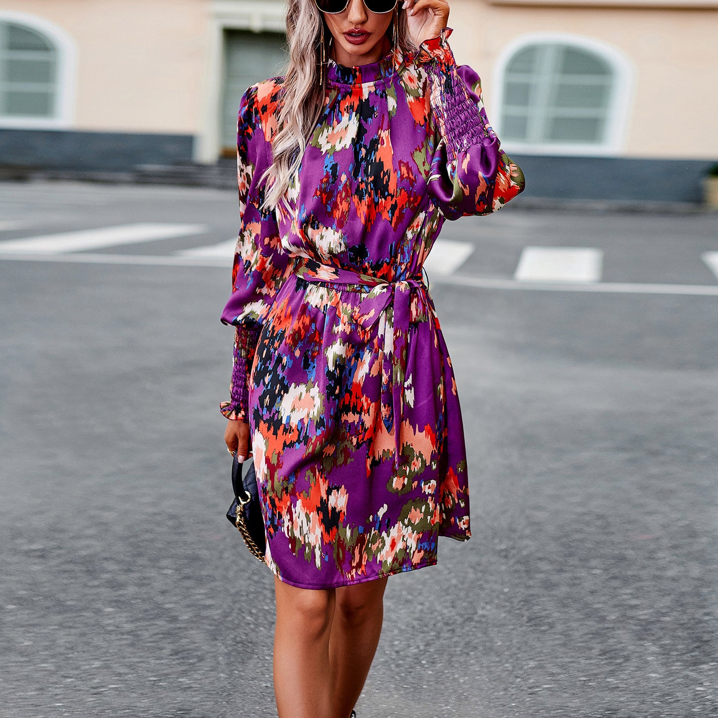 Printing Dress Autumn Elegant Long Sleeve Dresses