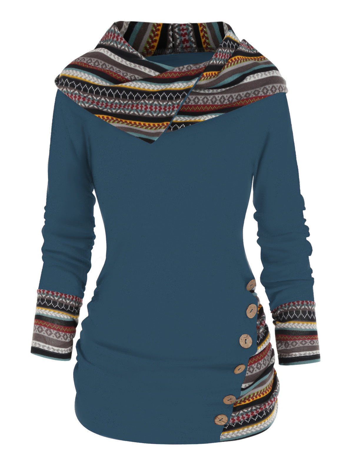 Women's Hooded Knitted Long Sleeve Button Casual Sweaters