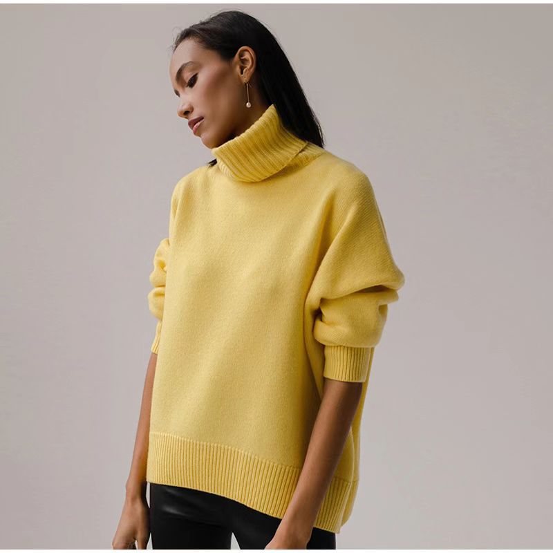 Stylish Slouchy Women's High Collar Loose Sweaters