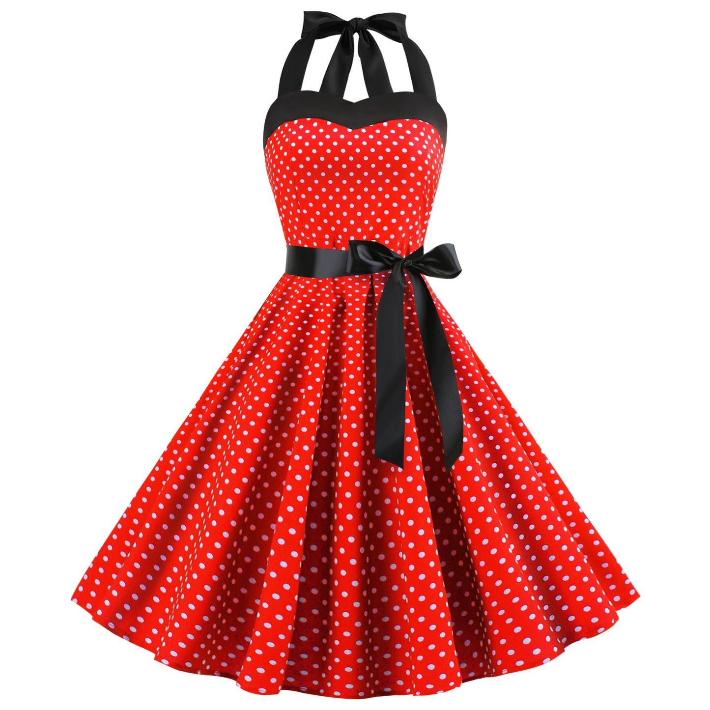 Dots Retro Sexy Bandeau Slim-fit Halter Dresses