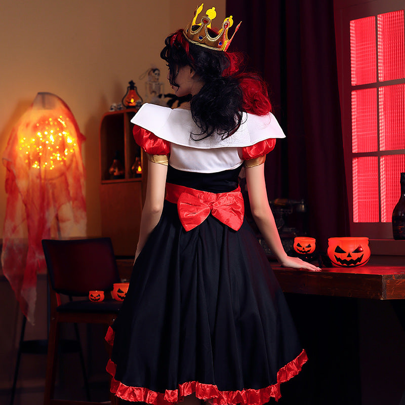 Robe imprimée Red Queen Poker Alice au pays des merveilles Peach Costumes