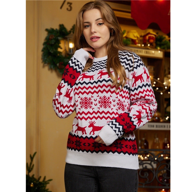 Women's & Men's Wear Christmas Round Neck Elk Long Sweaters