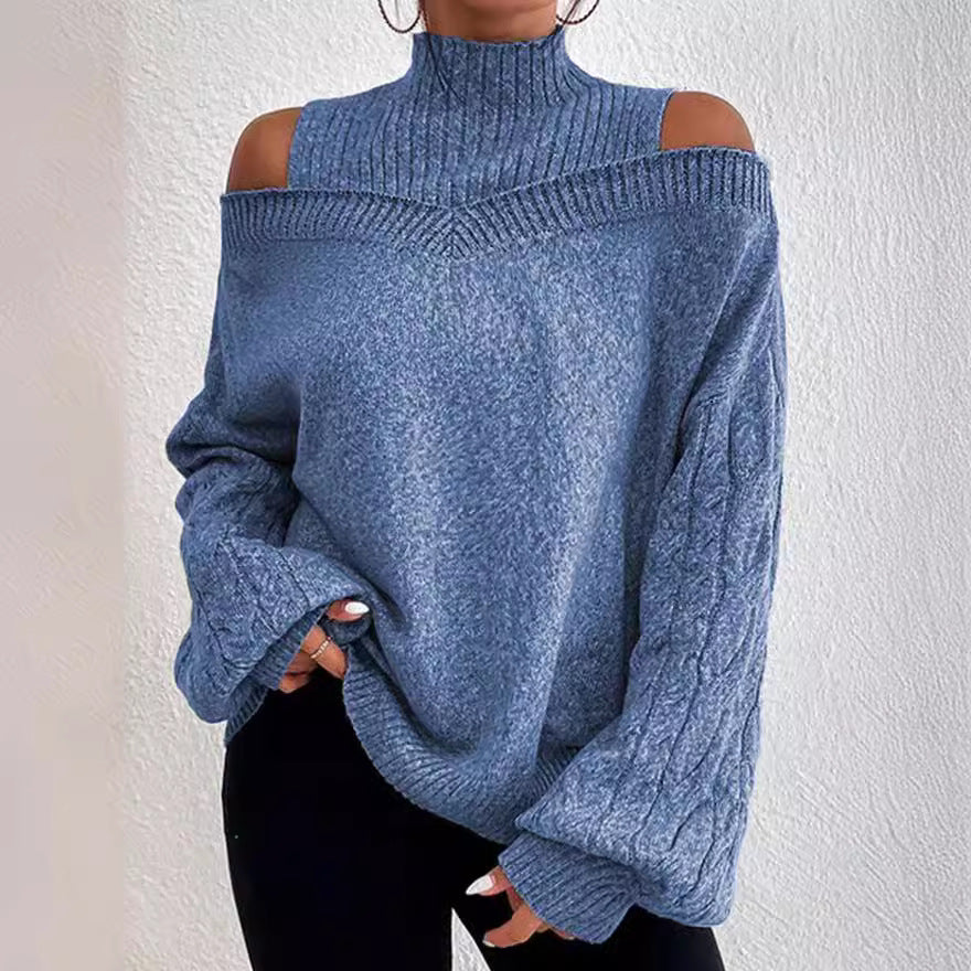 Women's Glamorous Mock Neck Loose Large Sweaters