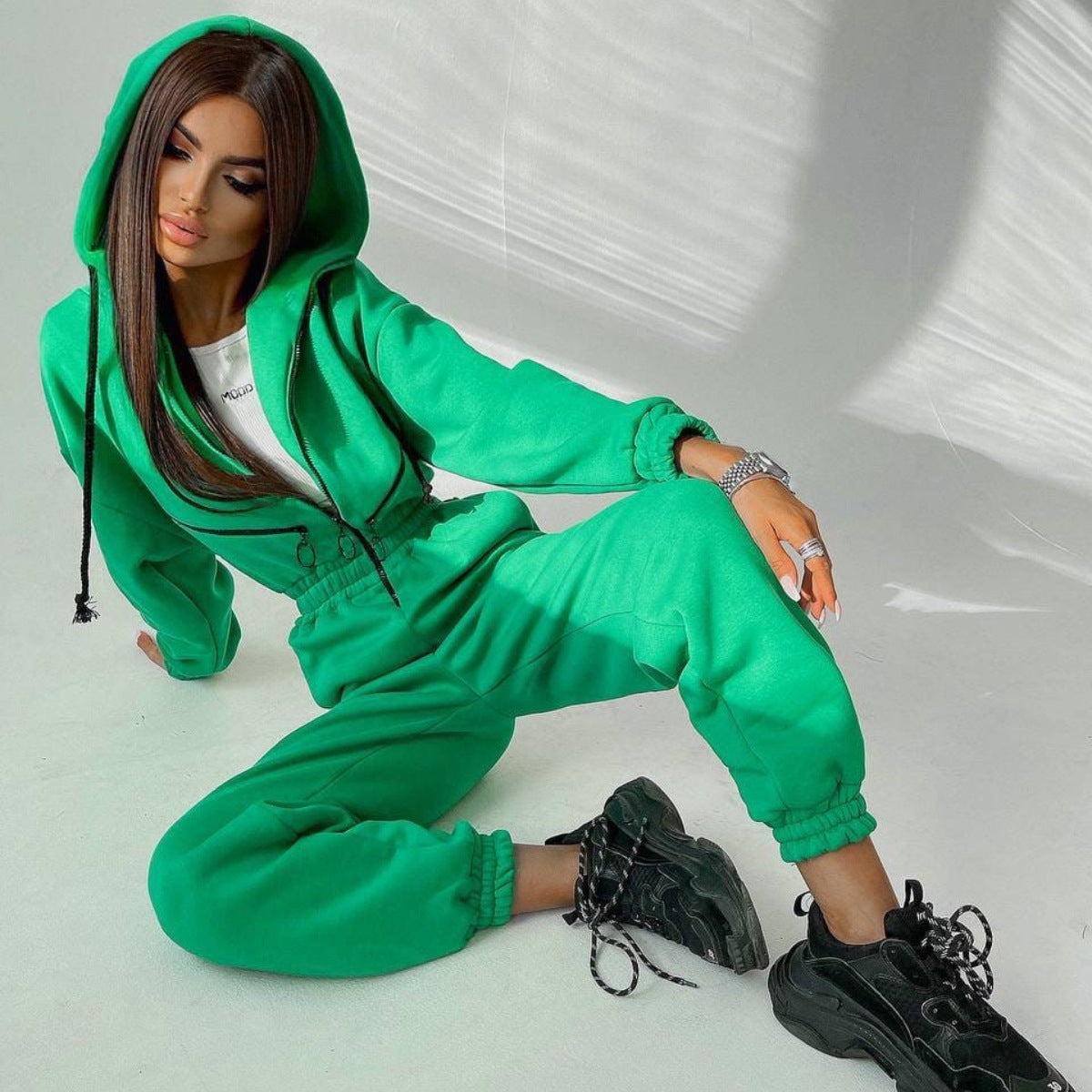 Classic Women's Sports Leisure Hooded One-piece Jumpsuits