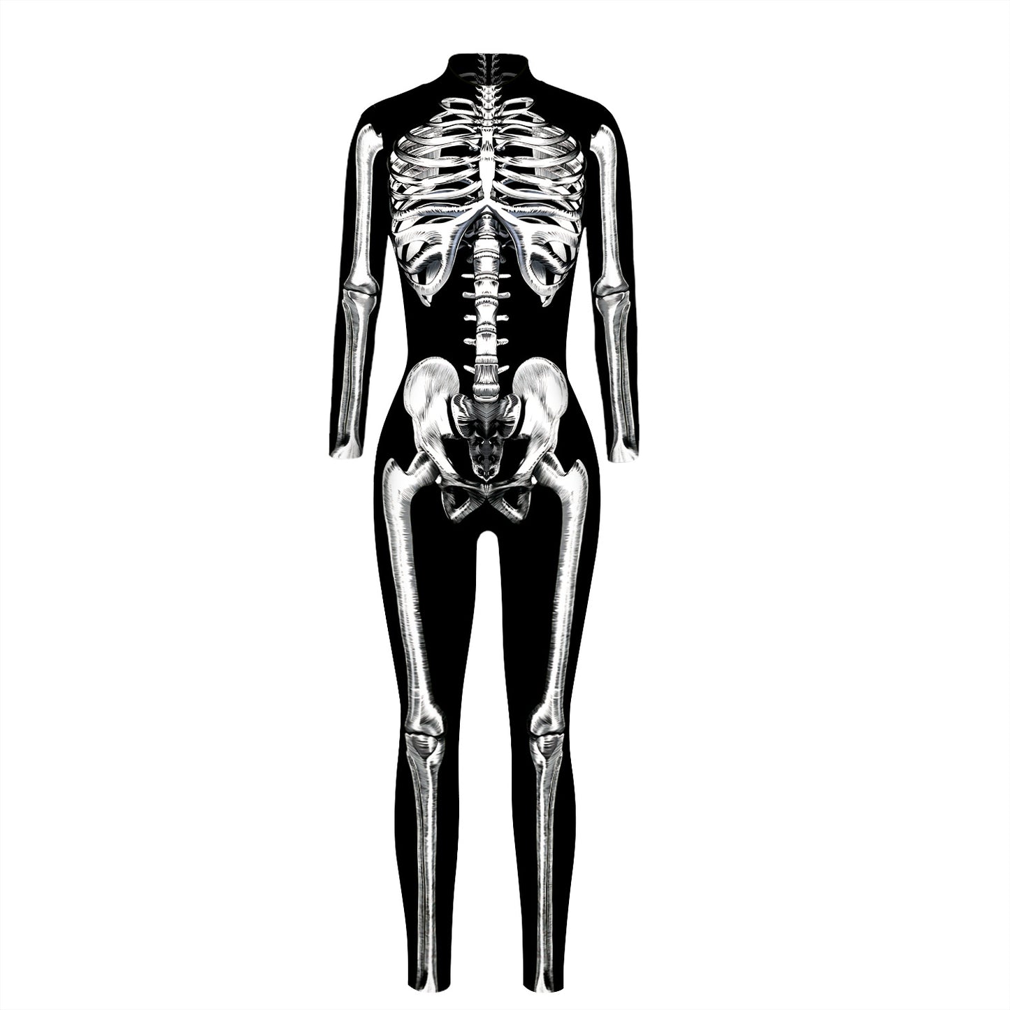 Women's Skeleton Digital Printing Halloween Tight Long Jumpsuits