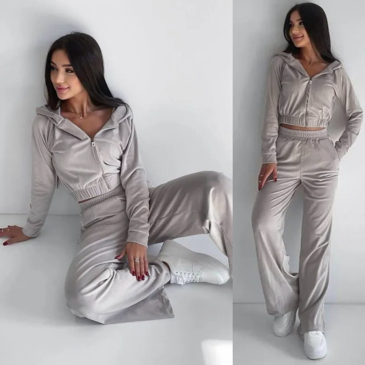 Women's Hooded Casual Sweatshirt Two-piece Set Suits