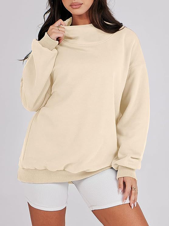 Women's High Collar Sweatshirt Solid Color Long Tops