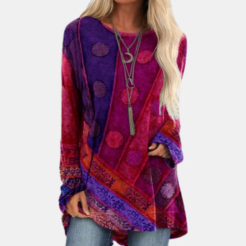 Women's Ethnic Style Printed Loose Long Sleeves Sweaters