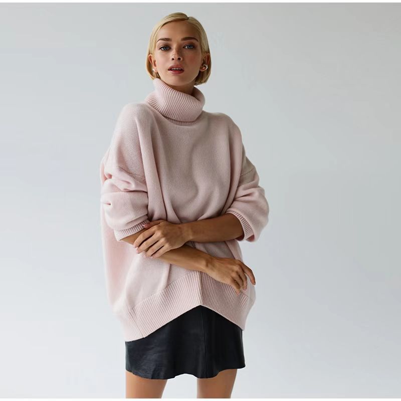 Stylish Slouchy Women's High Collar Loose Sweaters