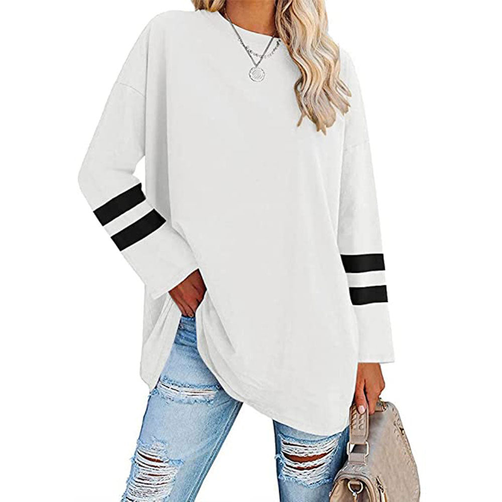 Women's T-shirt Color Loose Shoulder Sleeve Round Blouses