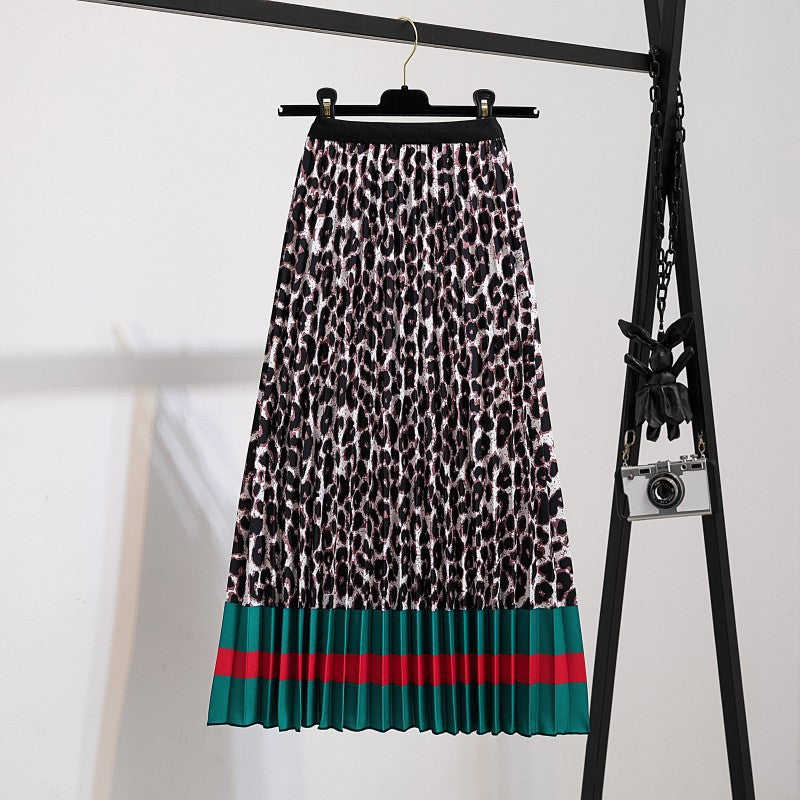 Women's New Half Printed Cartoon Pleated Skirts