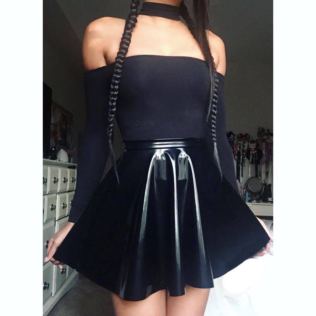 Mirror Bright Pleated Female Leather Sexy Skirts