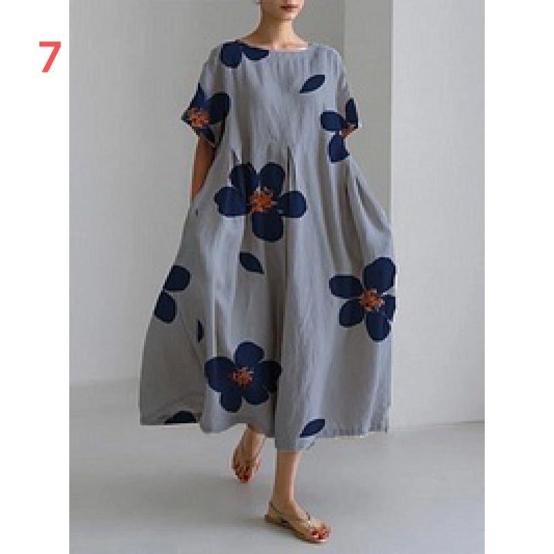 Women's Loose Round Neck Fashion High-grade Short-sleeved Dresses