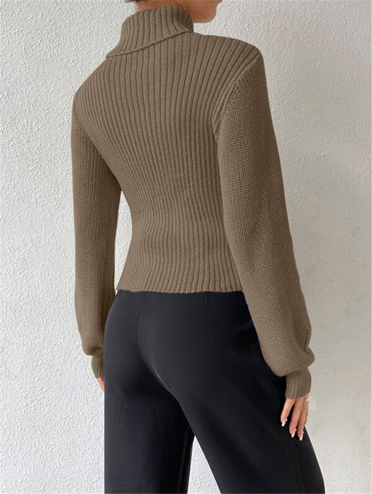 Women's Sexy Loose Turtleneck Hollow Out Outerwear Sweaters