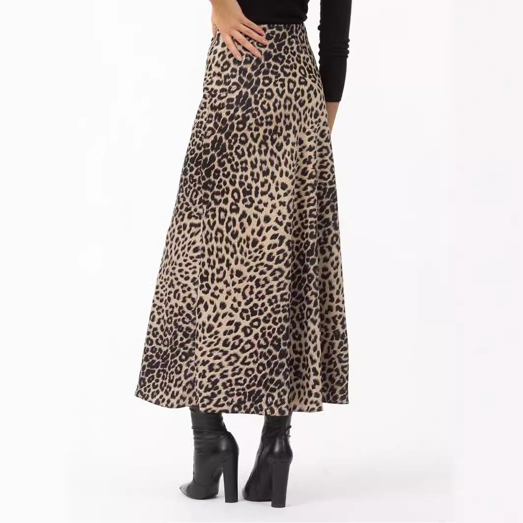 Sexy Leopard Print Maxi High Waist Skirts