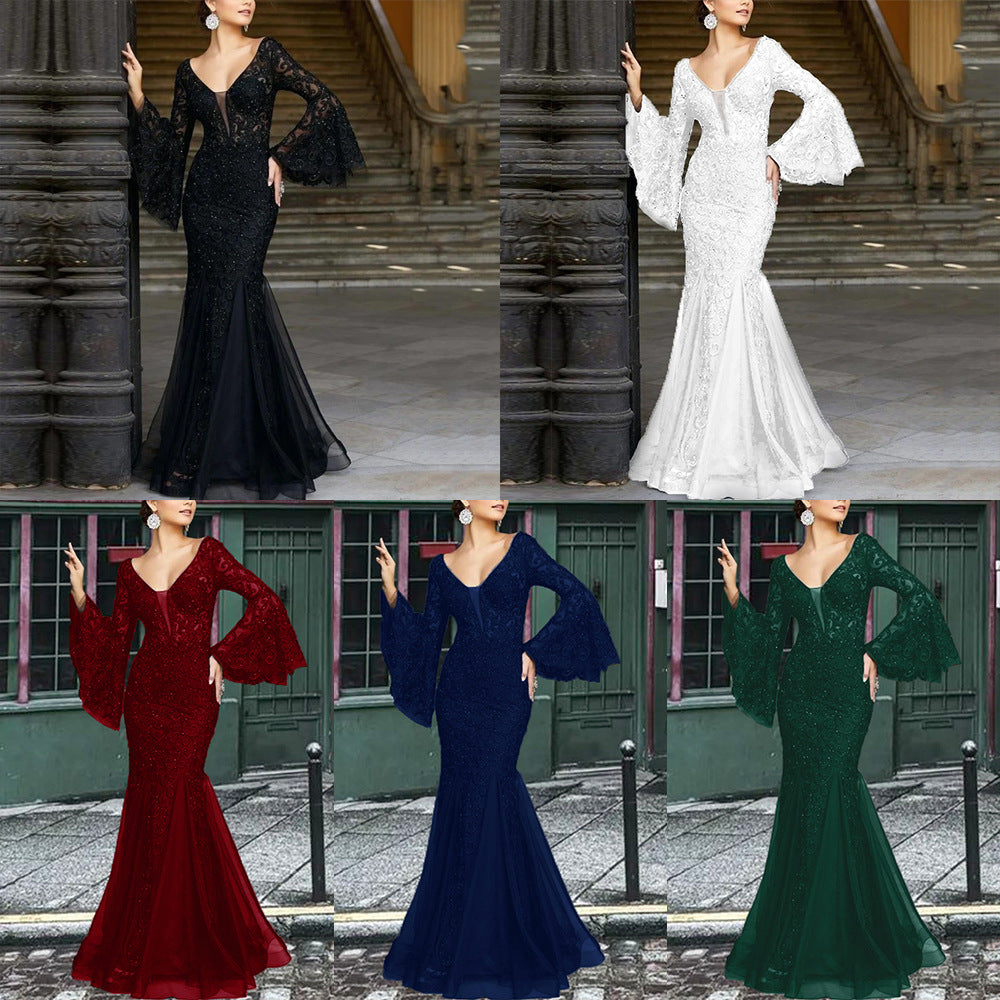 Dress Elegant Sexy Slim Fishtail Long Banquet Dresses