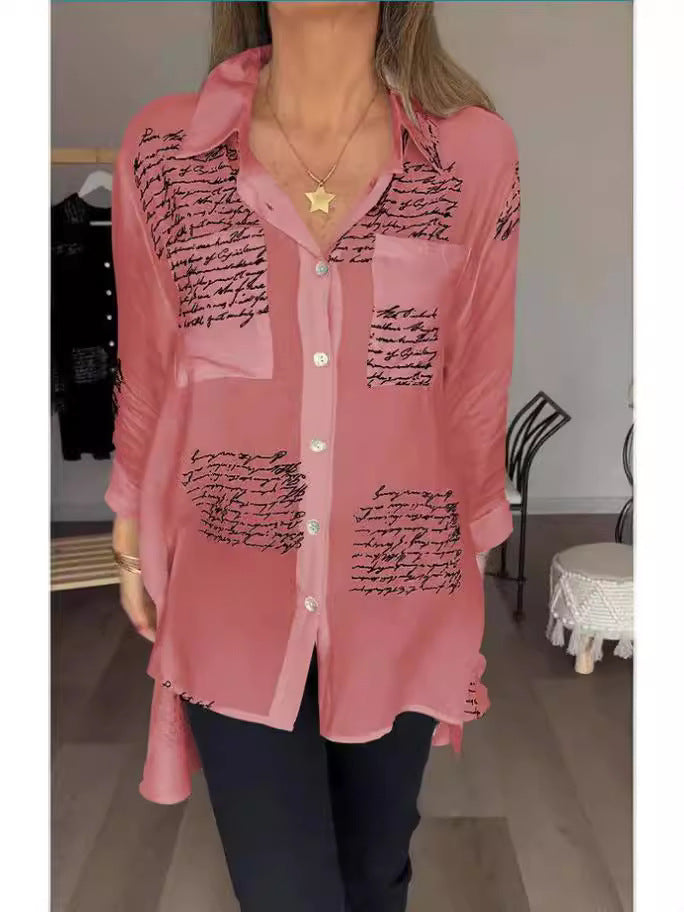 Women's Fashion Printed Loose Sexy Dovetail Shirt Blouses